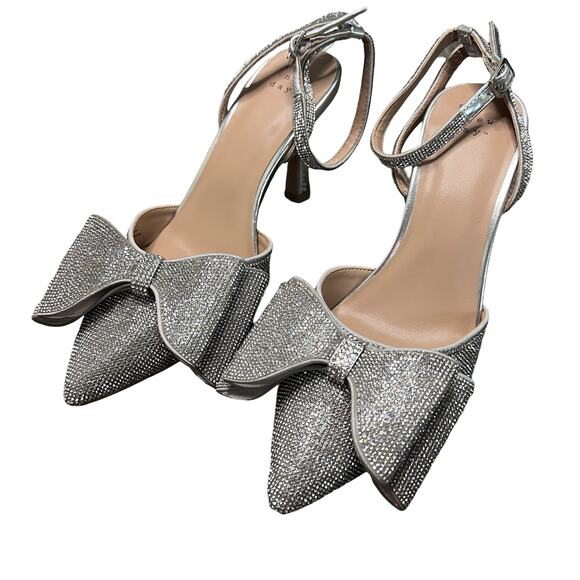 A NEW DAY Julia Rhinestone Bow Heels Silver - Picture 5 of 5